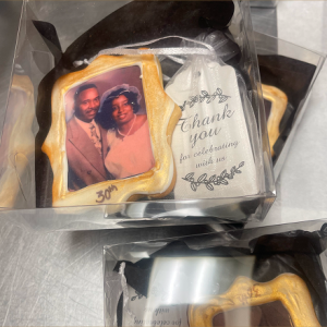 Boxed treat with photo cookie and thank you card