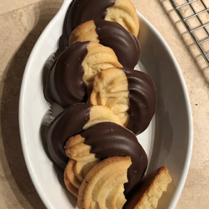 Shortbread cookies dipped in chocolate
